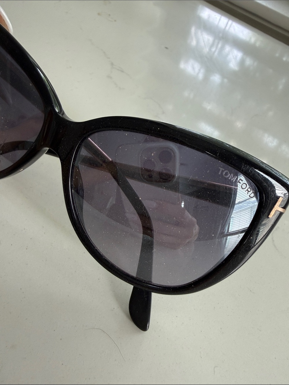 Tom Ford Black Cat-Eye Sunglasses with Dark Gray Lenses